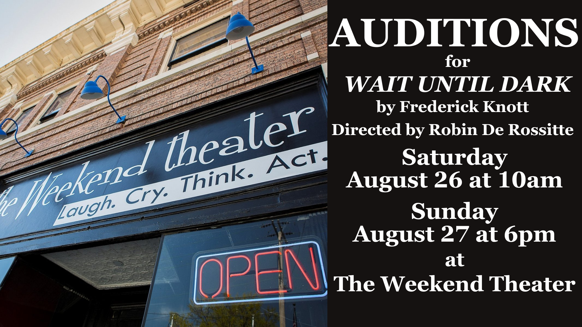 Auditions for Wait Until Dark This Weekend!